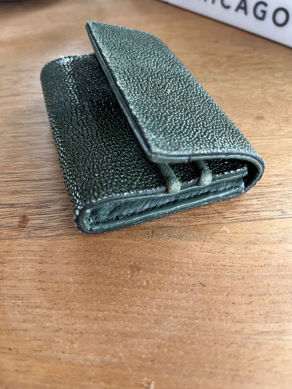 โจ Maison Martin Margiela Genuine Stingray Card Case Forest Green Vintage โจ - Picture 3 of 5